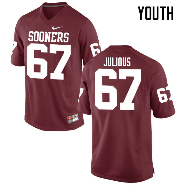 Youth Oklahoma Sooners #67 Ashton Julious College Football Jerseys Game-Crimson - Click Image to Close